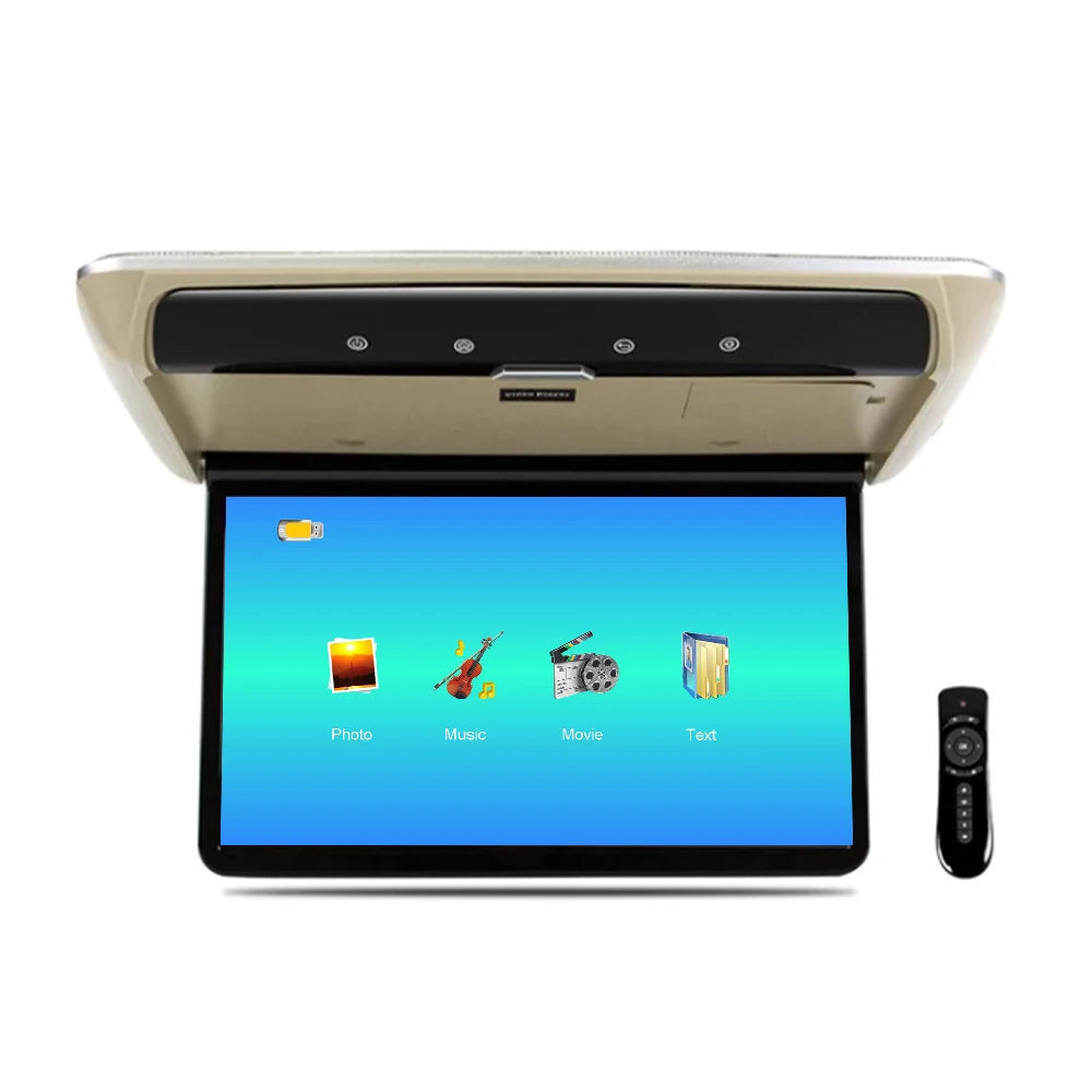 15.6 Inch Car Roof Monitor TV Flip Down 1080P Video HD Screen MP5 Player IPS Screen With 16-color Ambient Light USB SD HDMI FM
