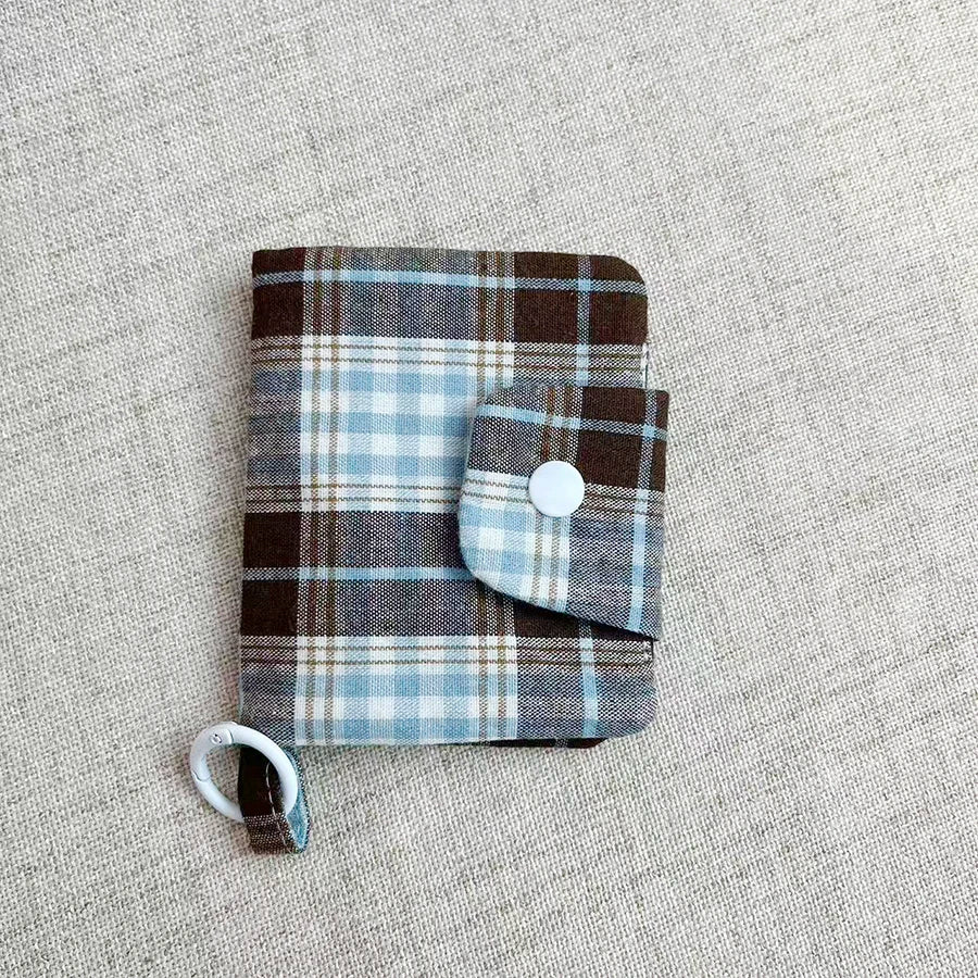 1 Pc Dark Coffee Plaid Card Purse for Kids Girl Fashion Student Mini Photocard Wallet Bank Card Wallet Retro Card Organizer