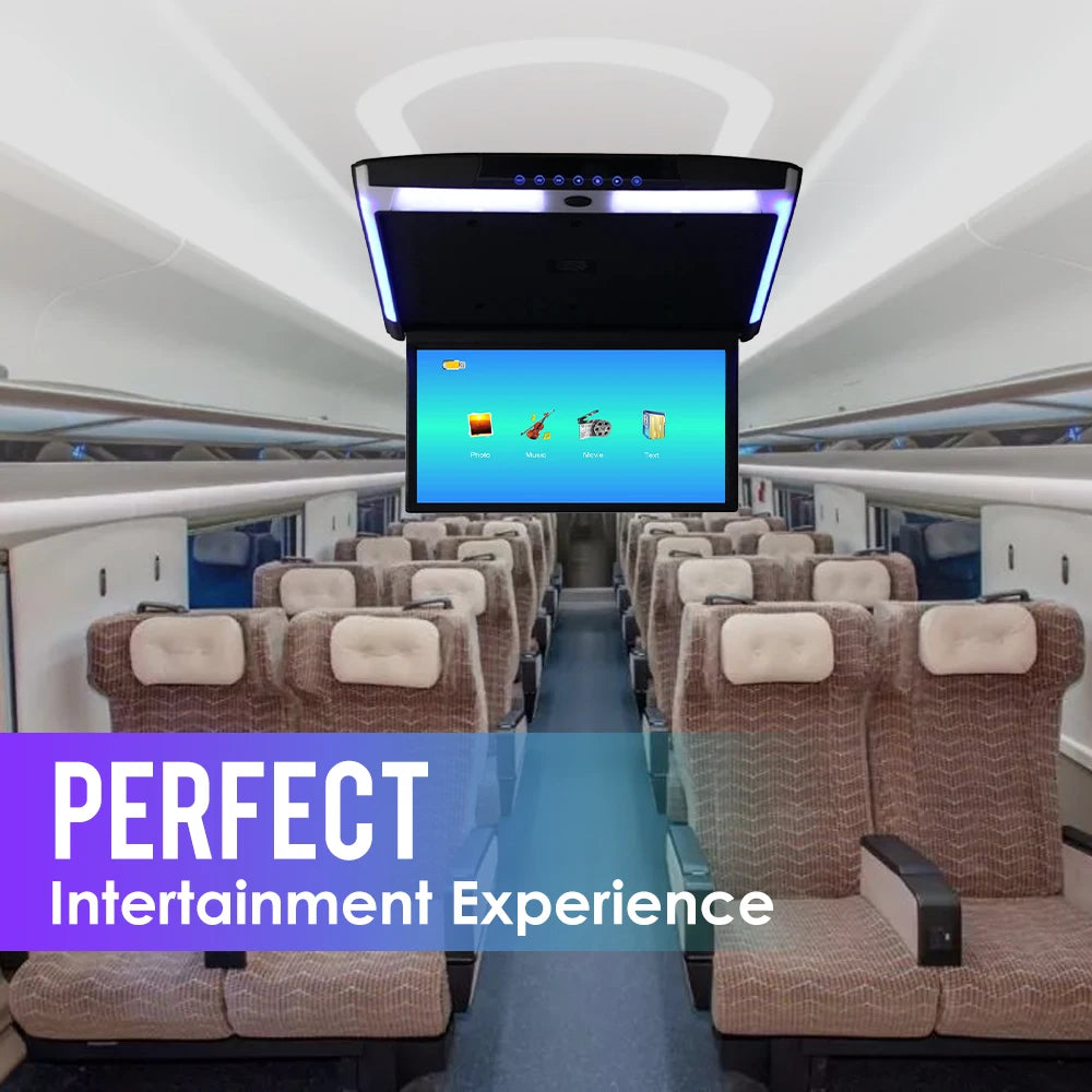 15.6 Inch Car Roof Monitor TV Flip Down 1080P Video HD Screen MP5 Player IPS Screen With Blue Ambient Light USB SD HDMI FM