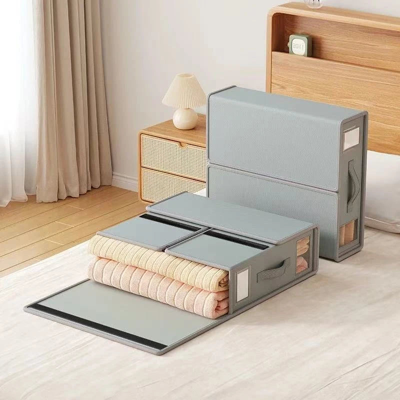 1/2 Pcs Bed Sheet Storage Box with Visible Window And Handle Large Capacity Zipper Sheet Organizer for All Sheet Sizes Foldable