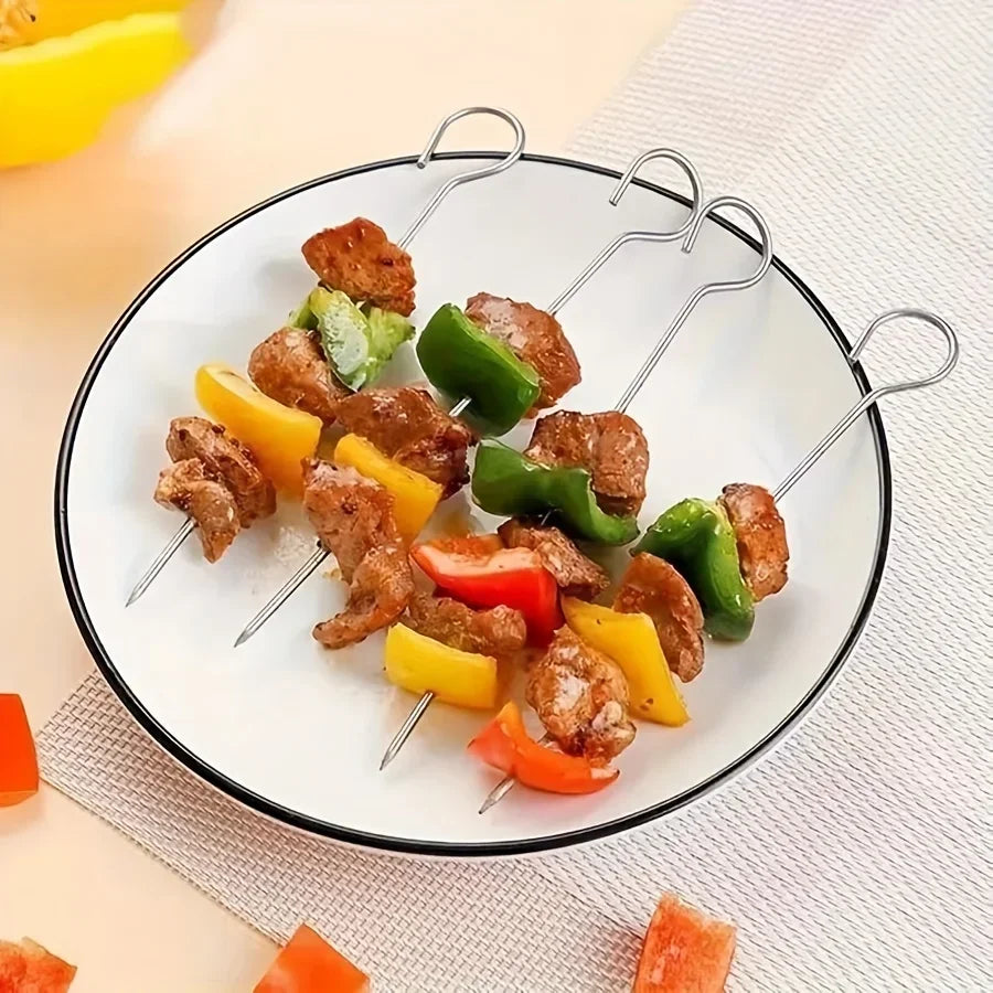 1 Set of Air Fryer Square Grill Stainless Steel, with 4 Barbecue Skewers Grill, Air Fryer Accessories, Cooking Rack, Kitchen