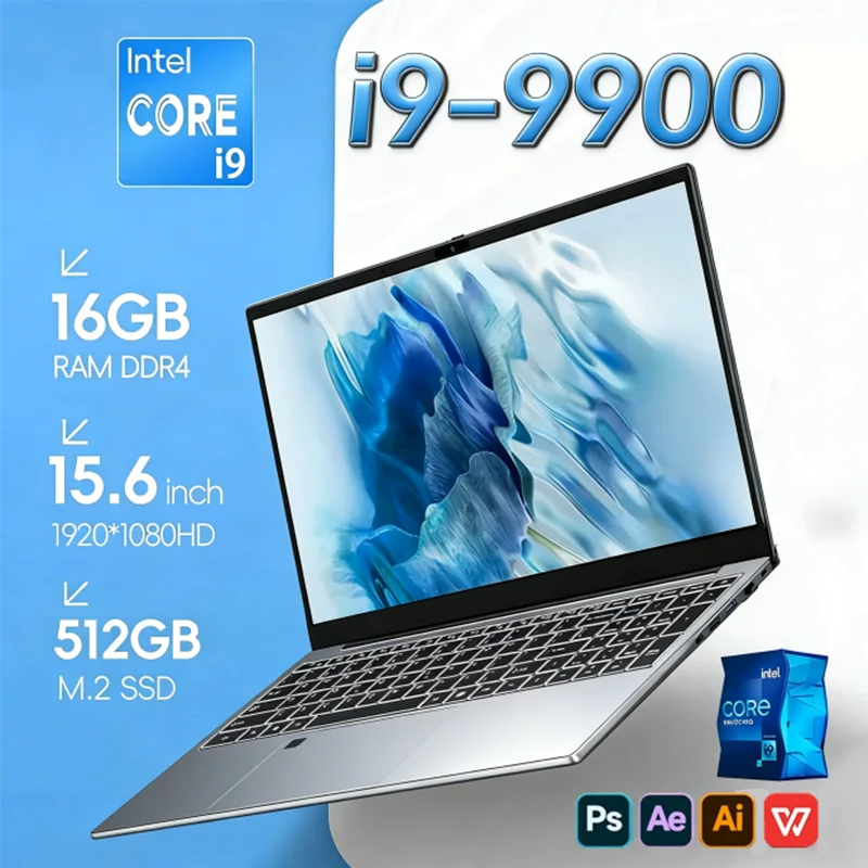 15.6" Windows 11 Pro Laptops Intel Core i9-9900 16GB RAM 1TB SSD Office Gamer Study notebook Computer PC