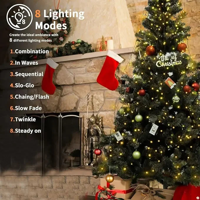 1.5M/2M/3M LED Ring Christmas Tree Tops Lights Decoration Tree Lights String for Patio Garden Outdoor Waterproof Waterfall Light