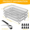 A89Z Air Fryer Rack Square for Oven 3 Layer Stackable Dehydrator Rack Stainless Steel Air Fryer Basket for Air Fryer Baking