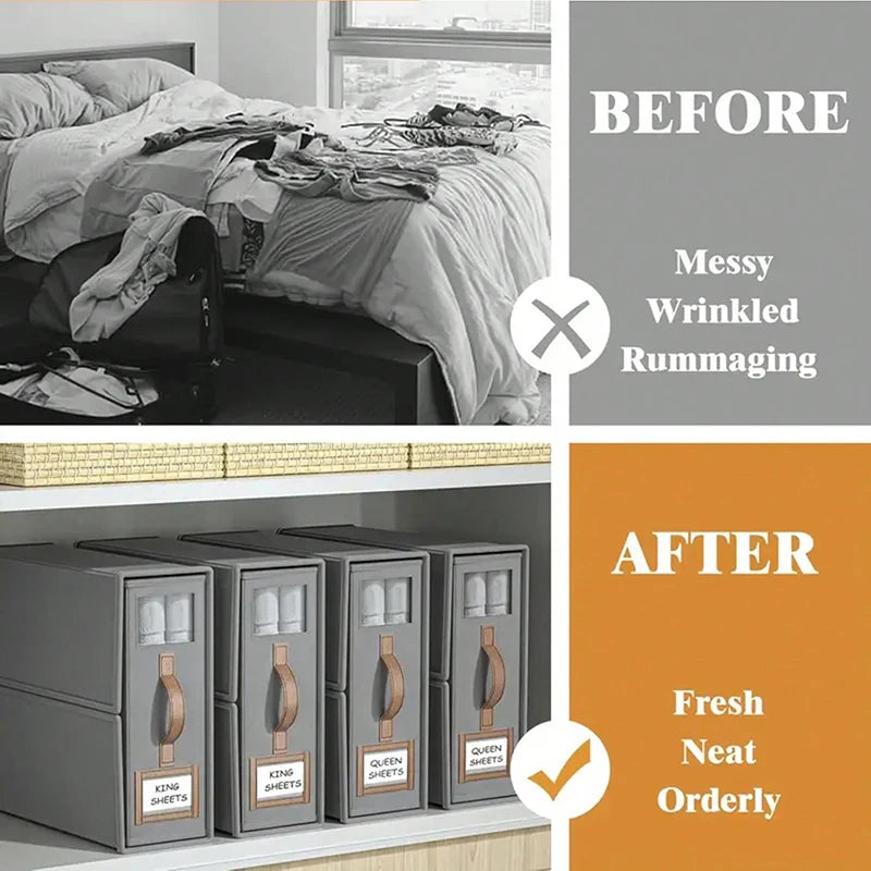 1/2 Pcs Bed Sheet Storage Box with Visible Window And Handle Large Capacity Zipper Sheet Organizer for All Sheet Sizes Foldable