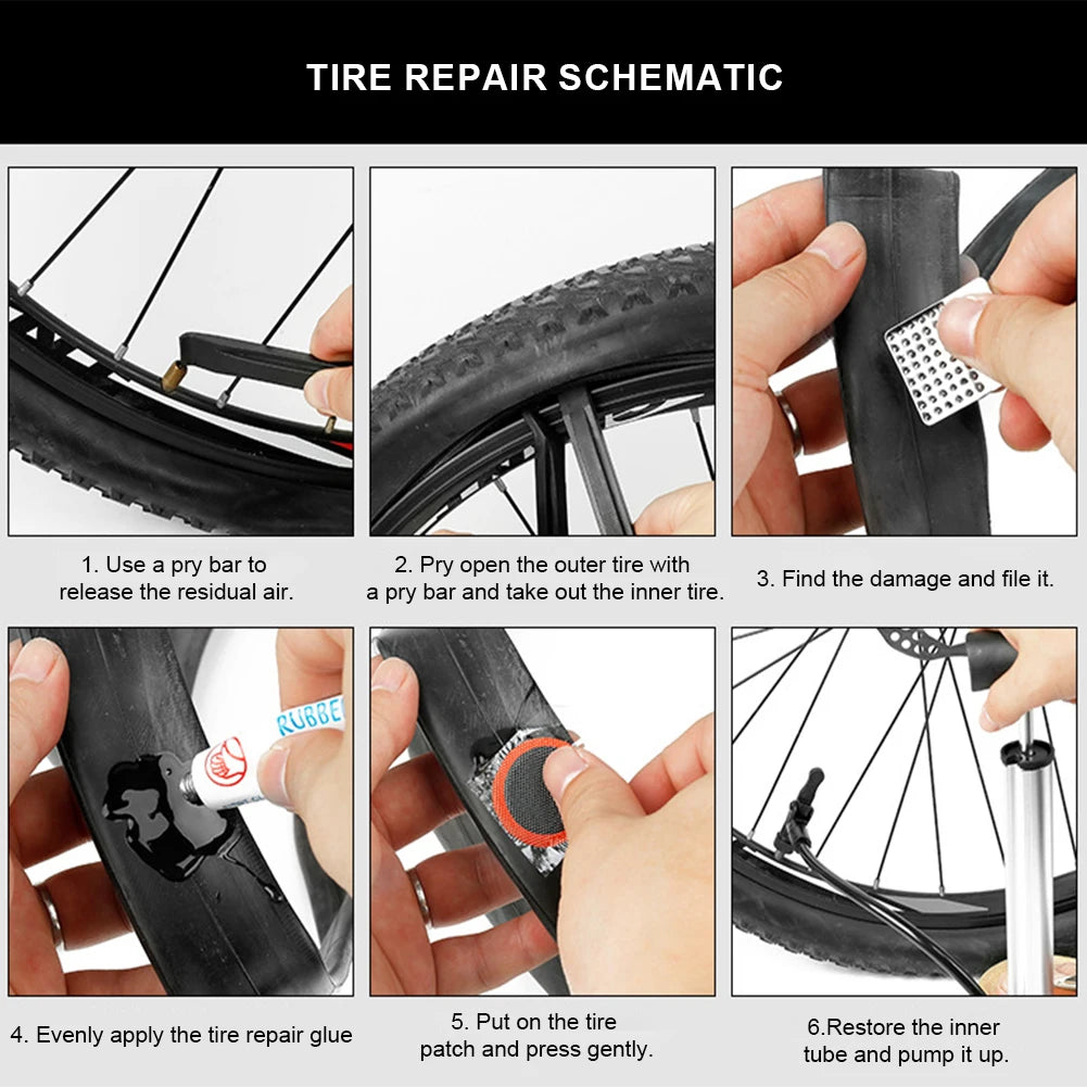 Bicycle Patches Bike Repair Kit Puncture Repair Tool Kit Bicycle Glue Patches Bicycle Cycling Flat Tire Repair Rubber Patch Glue