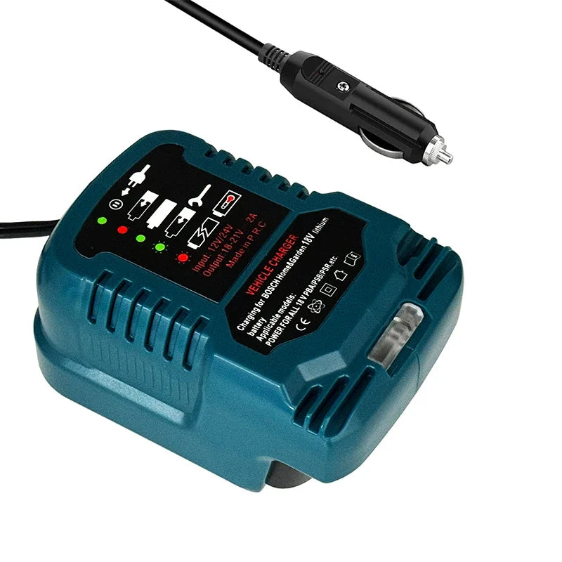 12V/24V 100-240V Portable Li-ion Battery Mini Compact Car Charger for Bosch Home&Garden for ALL 18V PBA/PSB/PSR Lithium Battery