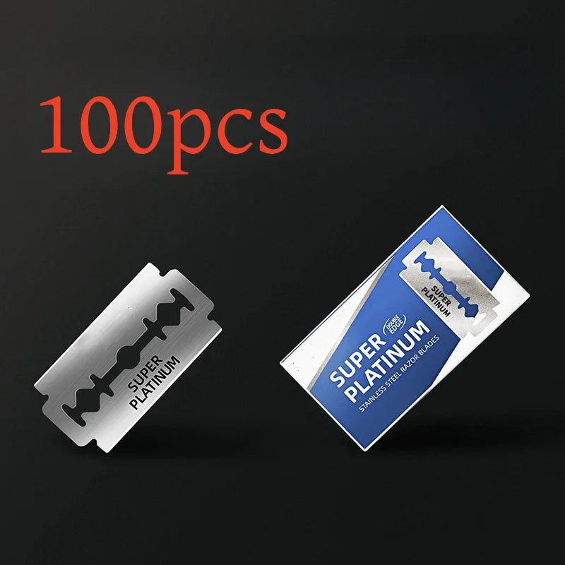 100PCS Stainless Steel Material Durable Barber Shaving Blade Double Edge Safety Razor Extra Stainless Blades