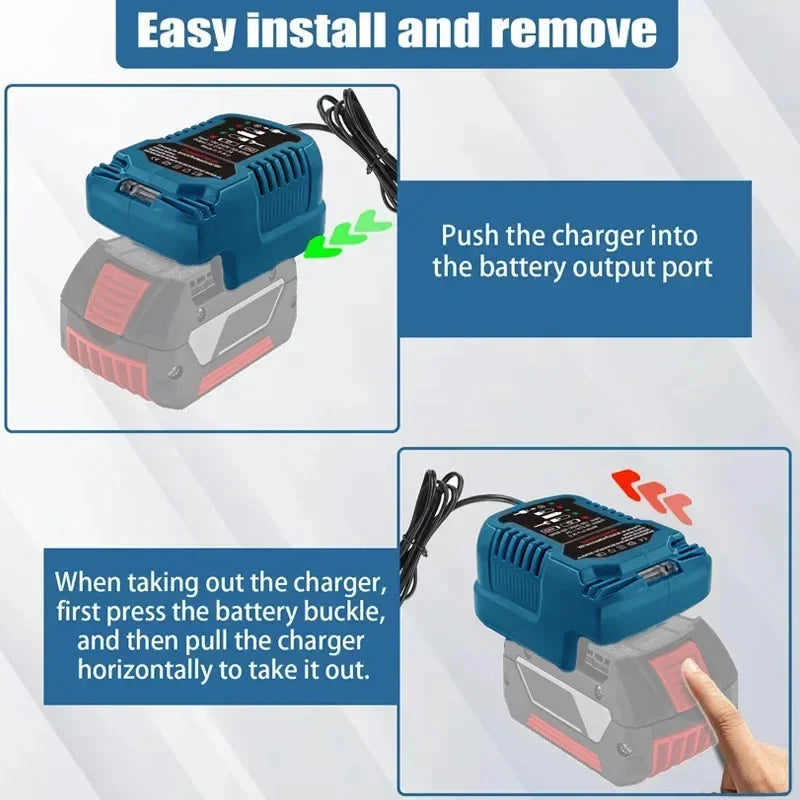 12V/24V 100-240V Portable Li-ion Battery Mini Compact Car Charger for Bosch 18V Lithium Ion Battery BAT609 BAT618G BAT620 BAT621