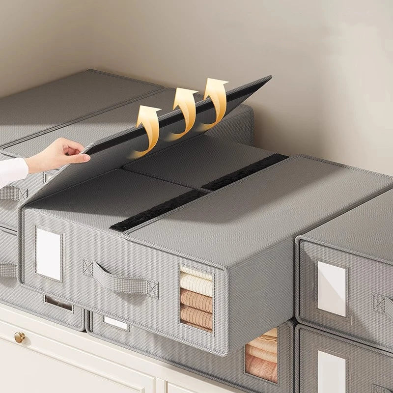 1/2 Pcs Bed Sheet Storage Box with Visible Window And Handle Large Capacity Zipper Sheet Organizer for All Sheet Sizes Foldable