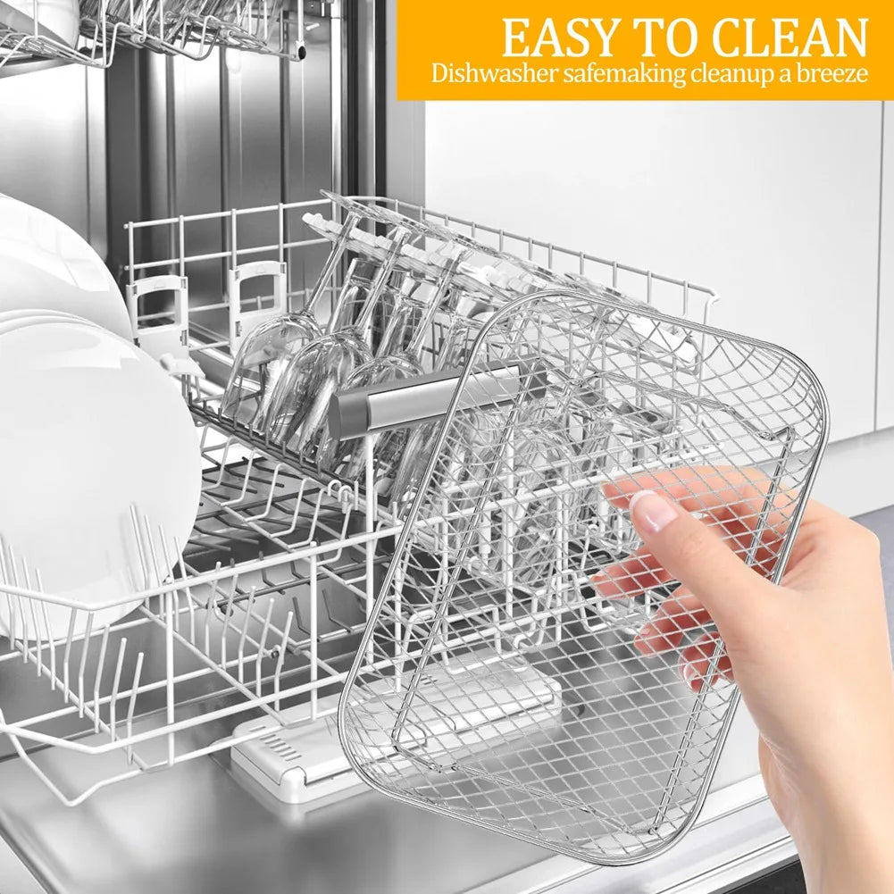 A89Z Air Fryer Rack Square for Oven 3 Layer Stackable Dehydrator Rack Stainless Steel Air Fryer Basket for Air Fryer Baking